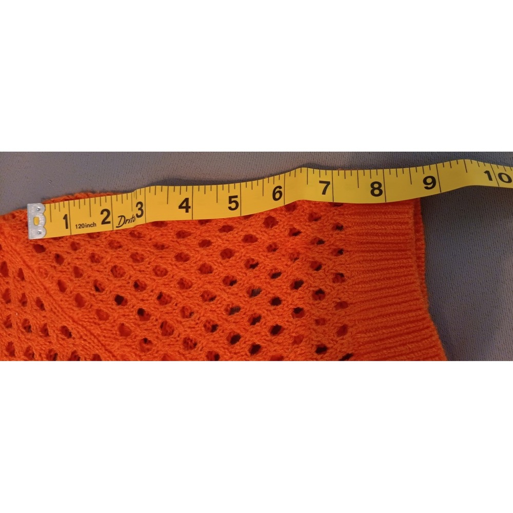 womens crop top sweater xs fanta soda graphic mesh novelty y2k 90s retro crochet - Picture 4 of 10